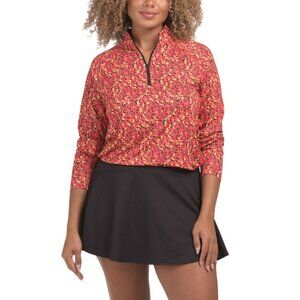 PUMA GOLF red/black You V Leopard Print Quarter Zip Jacket
